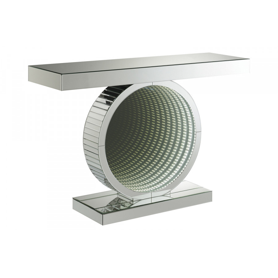 Coaster - Rectangular Console Table With Circular Base in Clear Mirror