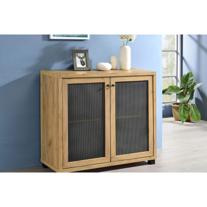 Coaster - Accent Cabinet With Two Mesh Doors in Golden Oak