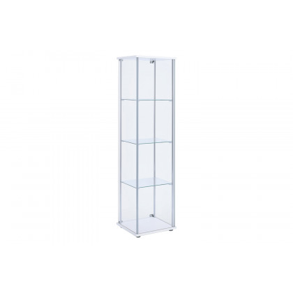 Coaster - Rectangular 4-Shelf Curio Cabinet in White/Clear