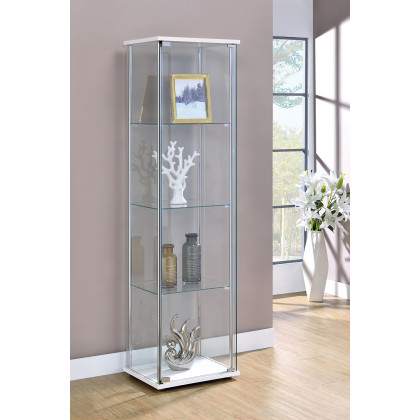 Coaster - Rectangular 4-Shelf Curio Cabinet in White/Clear