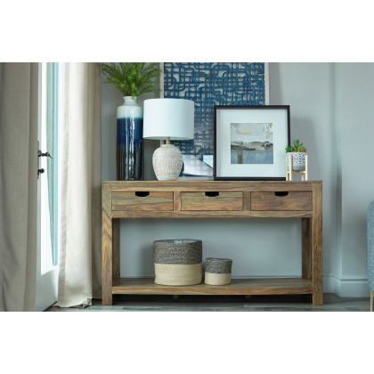Coaster - Persia 3-Drawer Storage Console Table in Natural Sheesham