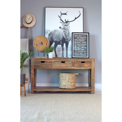 Coaster - Persia 3-Drawer Storage Console Table in Natural Sheesham
