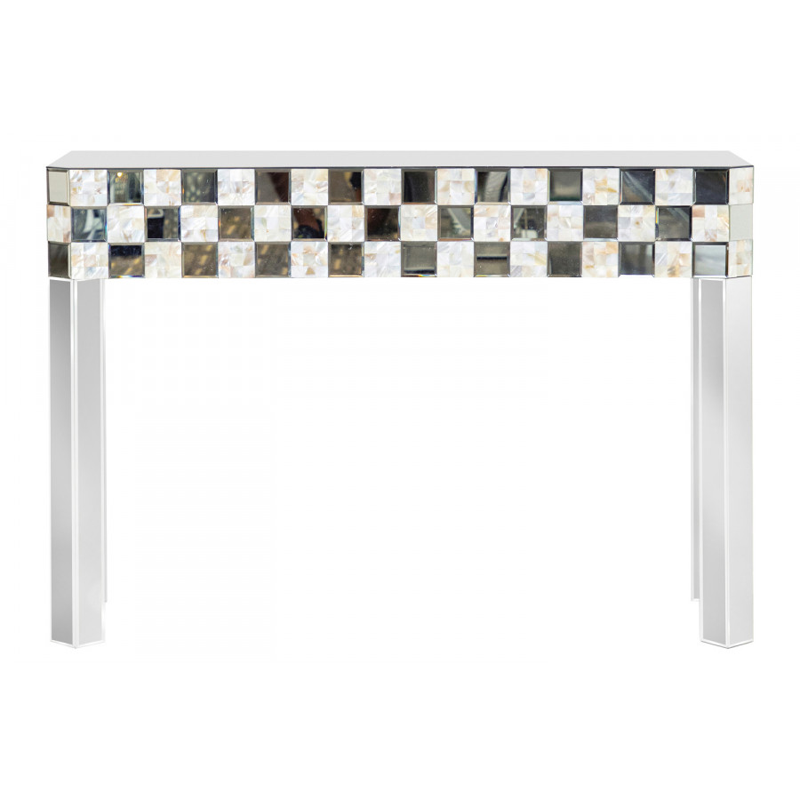 Coaster - Checker Pattern Rectangular Console Table in Silver