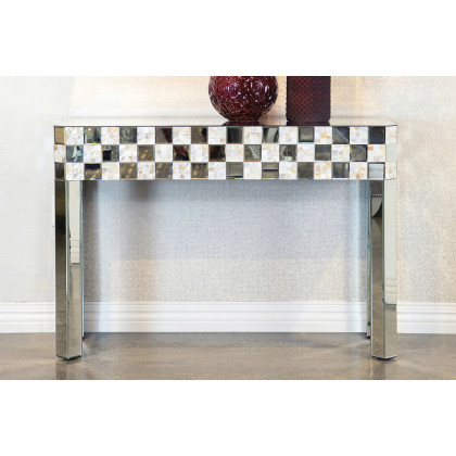 Coaster - Checker Pattern Rectangular Console Table in Silver