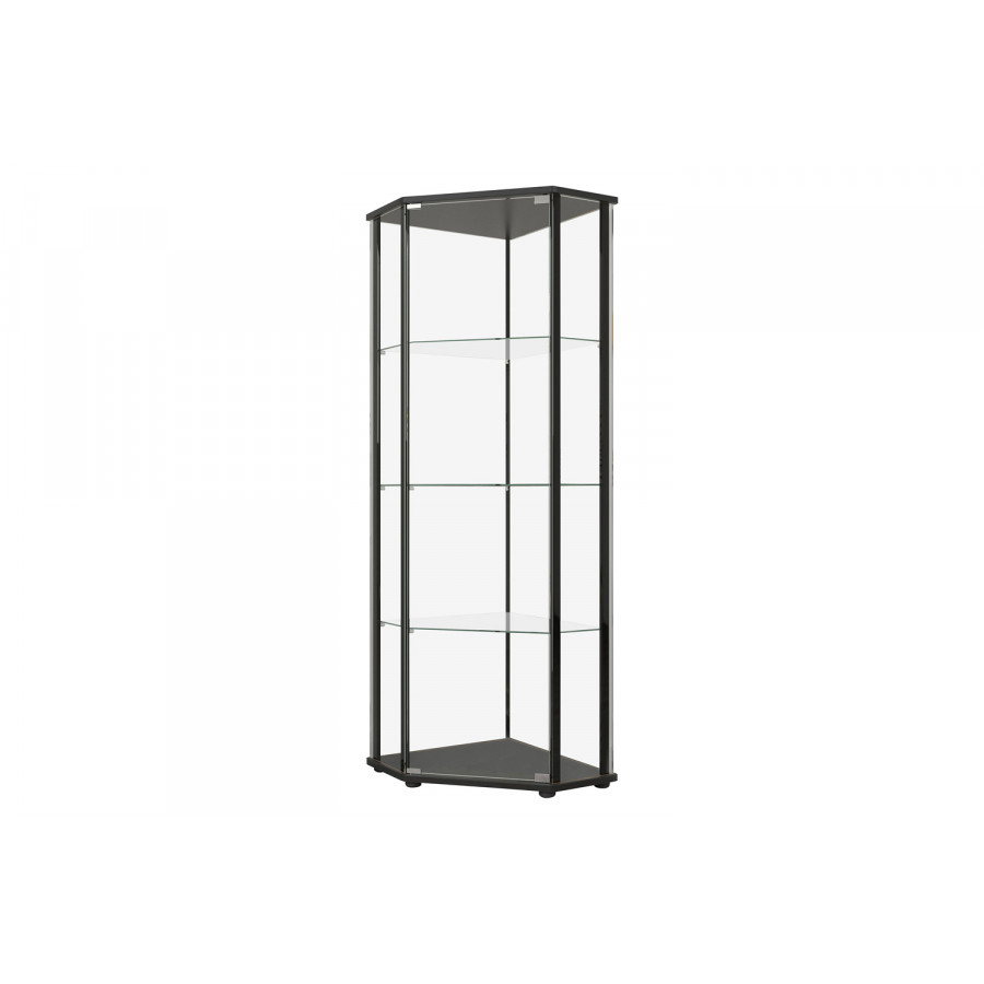 Coaster - Glass Shelf Curio Cabinet in Clear/Black