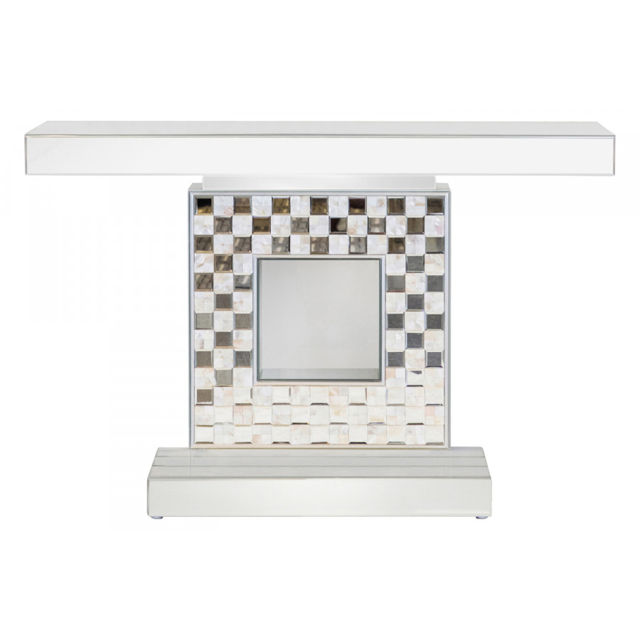 Coaster - Checkerboard Square Base Console Table in Silver