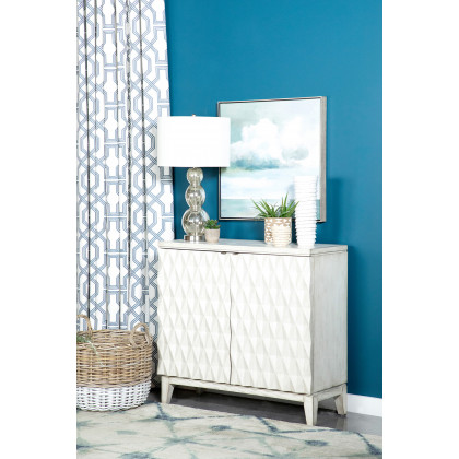 Coaster - Accent Cabinet With Carved Door in Antique White