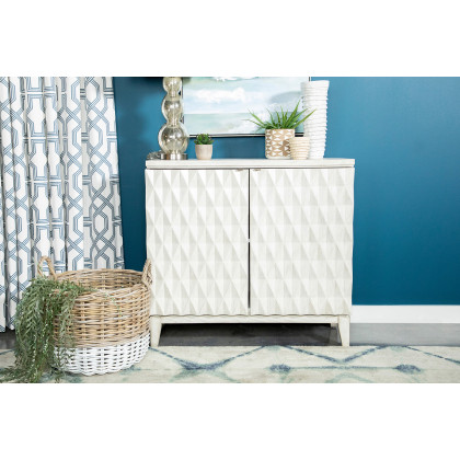 Coaster - Accent Cabinet With Carved Door in Antique White