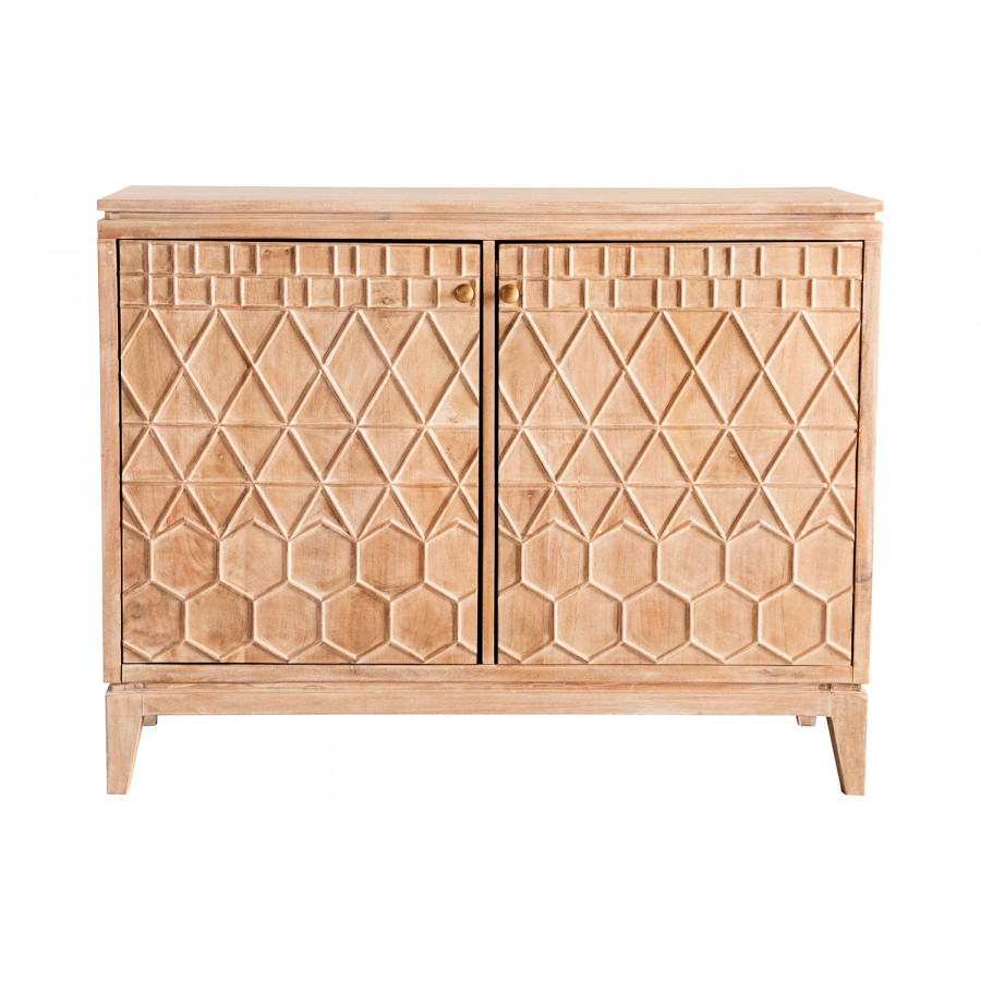 Coaster - 2-Door Geometric Accent Cabinet in White Distressed
