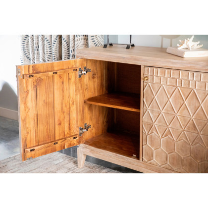Coaster - 2-Door Geometric Accent Cabinet in White Distressed
