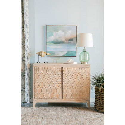 Coaster - 2-Door Geometric Accent Cabinet in White Distressed
