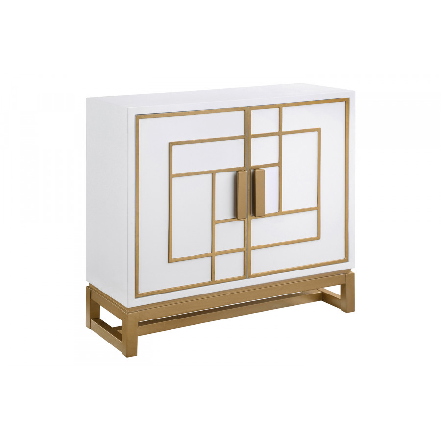 Coaster - Rectangular 2-Door Accent Cabinet in White/Gold