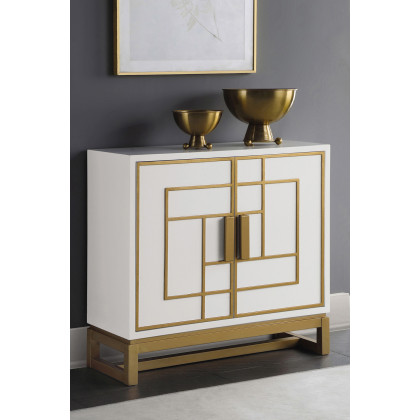 Coaster - Rectangular 2-Door Accent Cabinet in White/Gold