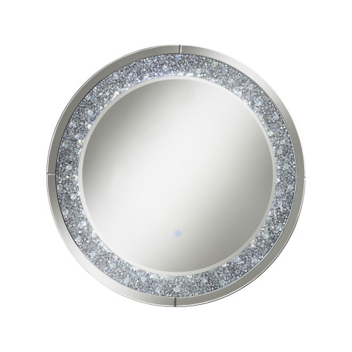Coaster - Round Wall Mirror With Led Lighting in Silver