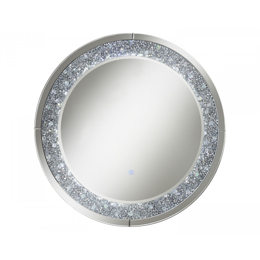 Coaster - Round Wall Mirror With Led Lighting in Silver