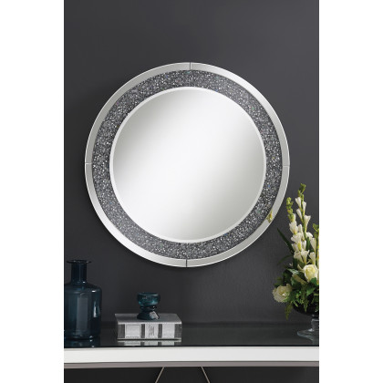 Coaster - Round Wall Mirror With Led Lighting in Silver