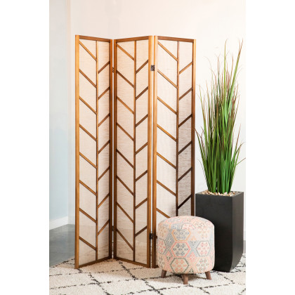 Coaster - Foldable 3-Panel Screen in Walnut/Linen