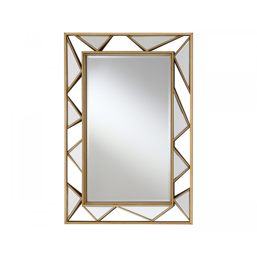 Coaster - Rectangular Geometric Wall Mirror in Gold