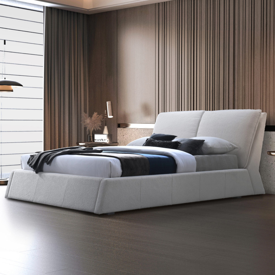 Contempo Bella Upholstered Queen Size Bed - Gray, Polyurethane