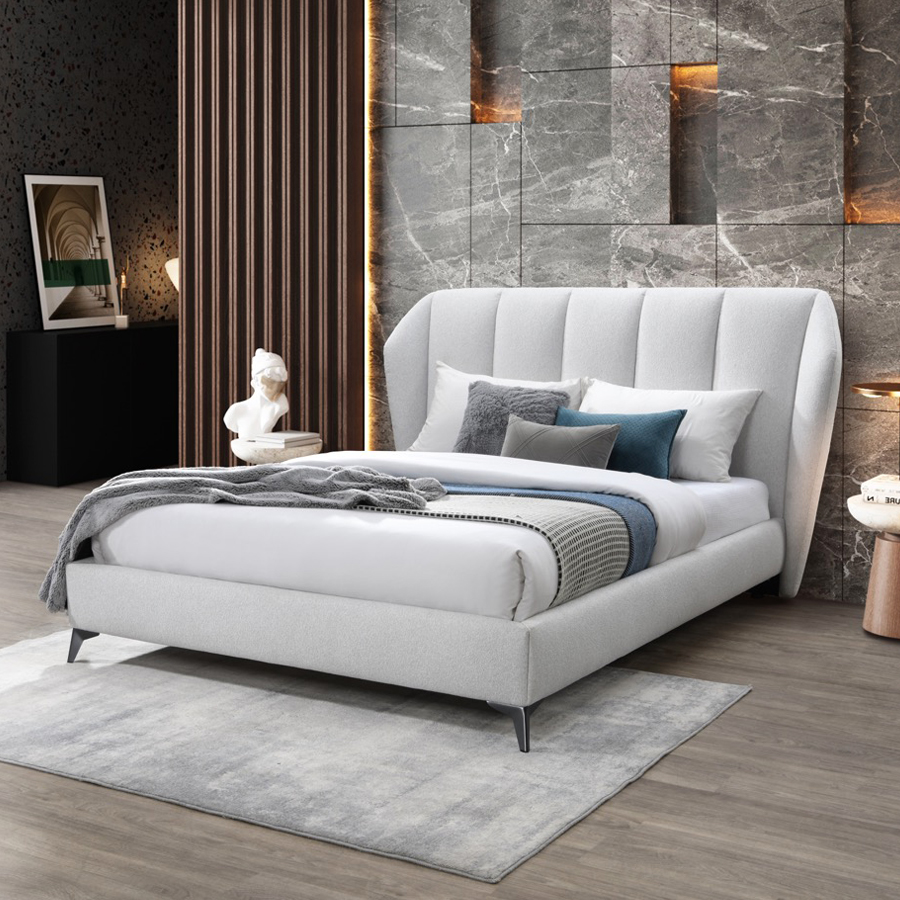 Contempo Donna Upholstered Queen Size Bed - Ash, Fabric