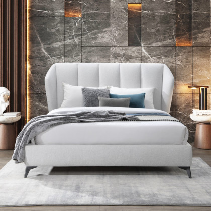 Contempo Donna Upholstered Queen Size Bed - Ash, Fabric