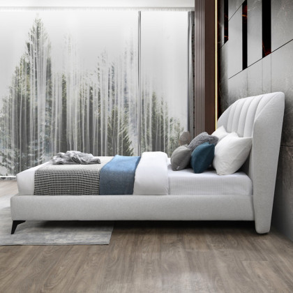 Contempo Donna Upholstered Queen Size Bed - Ash, Fabric