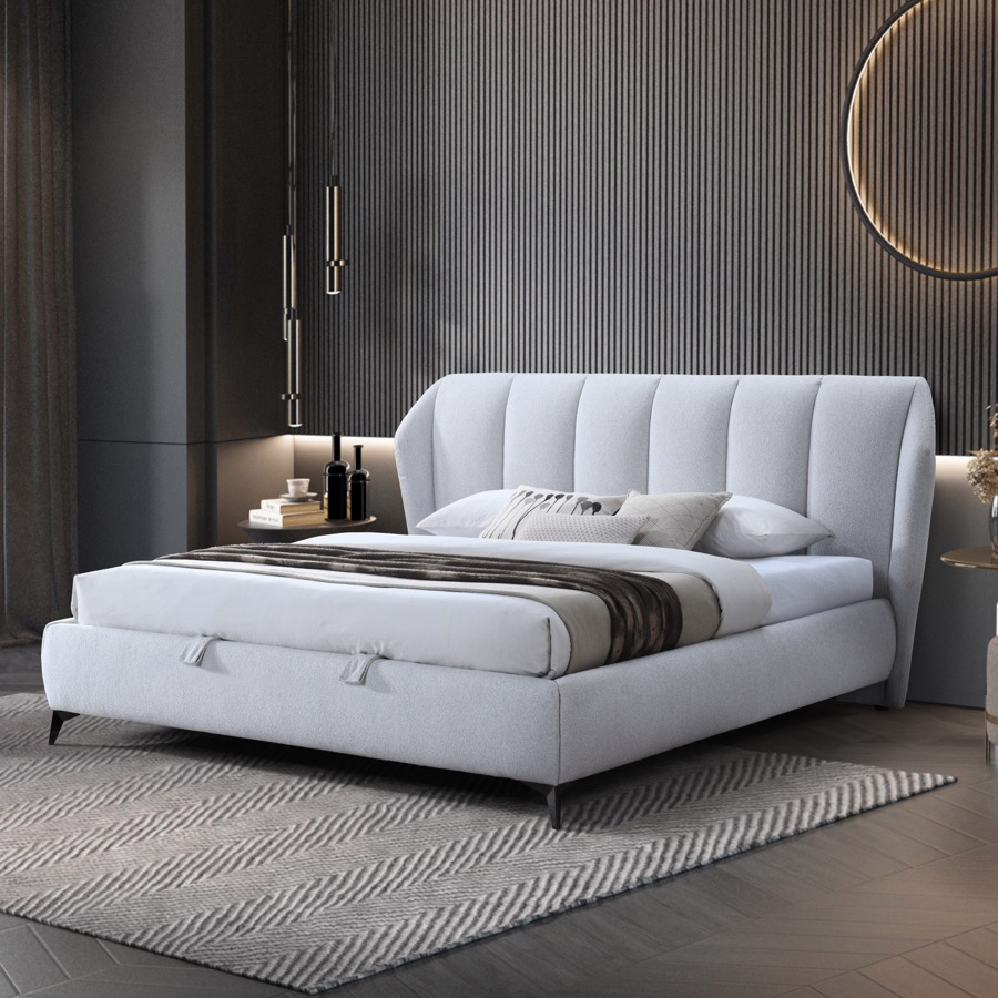 Contempo Donna Upholstered King Size Storage Bed - Ash, Fabric