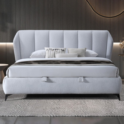 Contempo Donna Upholstered King Size Storage Bed - Ash, Fabric