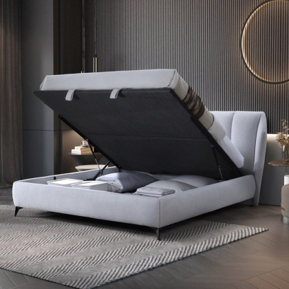 Contempo Donna Upholstered Queen Size Storage Bed - Ash, Fabric