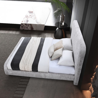 Contempo Eva Upholstered Queen Size Bed - Taupe, Fabric