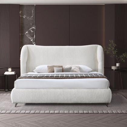 Contempo Lucia Upholstered Queen Size Bed - Ash, Fabric