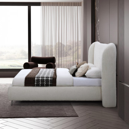 Contempo Lucia Upholstered Queen Size Bed - Ash, Fabric