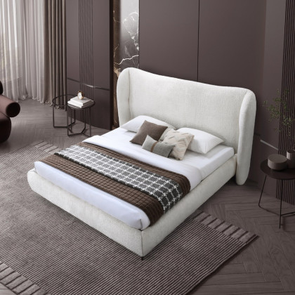 Contempo Lucia Upholstered Queen Size Bed - Ash, Fabric