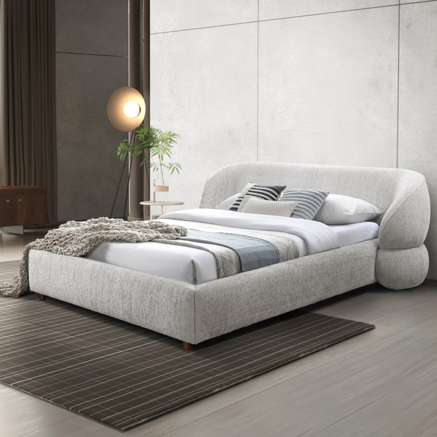 Contempo Olivia Upholstered Queen Size Bed - Taupe, Fabric