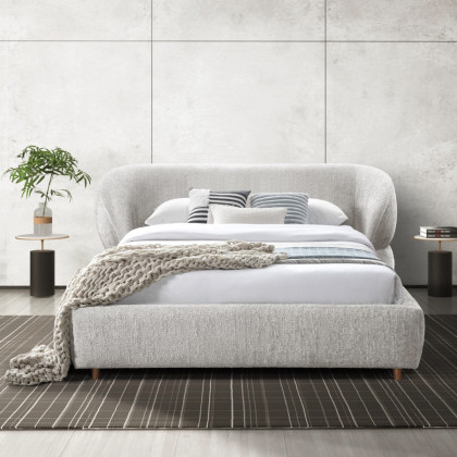 Contempo Olivia Upholstered Queen Size Bed - Taupe, Fabric