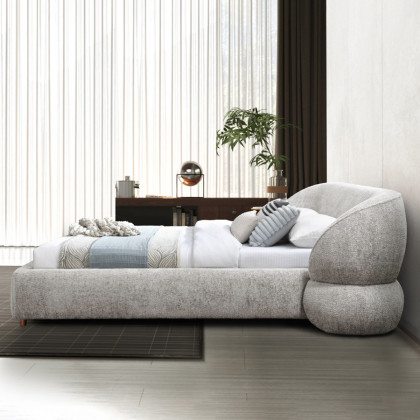 Contempo Olivia Upholstered Queen Size Bed - Taupe, Fabric