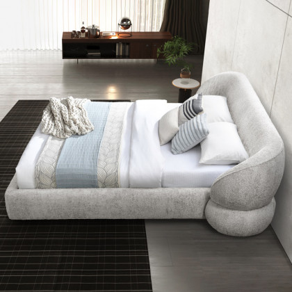 Contempo Olivia Upholstered Queen Size Bed - Taupe, Fabric