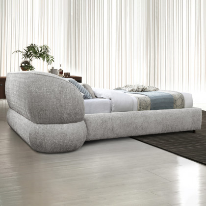 Contempo Olivia Upholstered Queen Size Bed - Taupe, Fabric