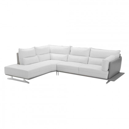 Creative Adeline Modern Left Facing Sectional - Snow White/Ligh Gray, Leather