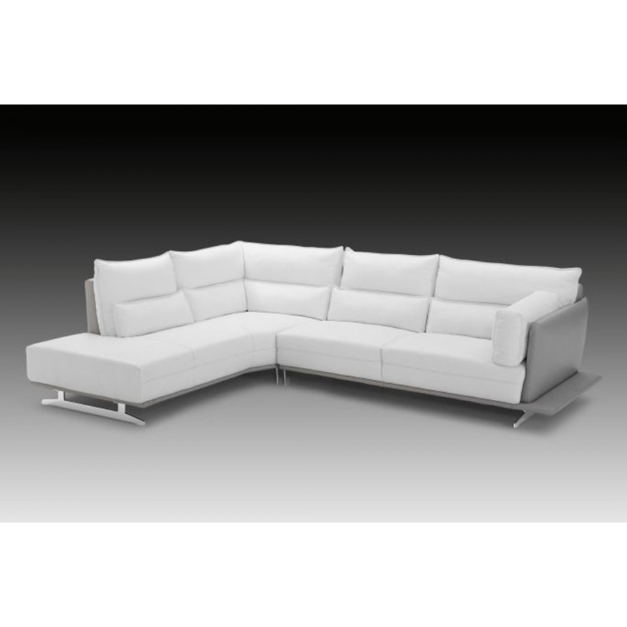 Creative Adeline Modern Left Facing Sectional - Snow White/Ligh Gray, Leather