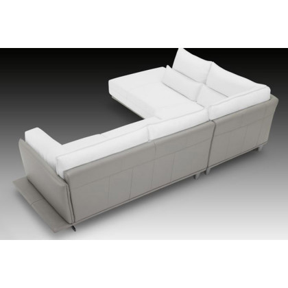 Creative Adeline Modern Left Facing Sectional - Snow White/Ligh Gray, Leather