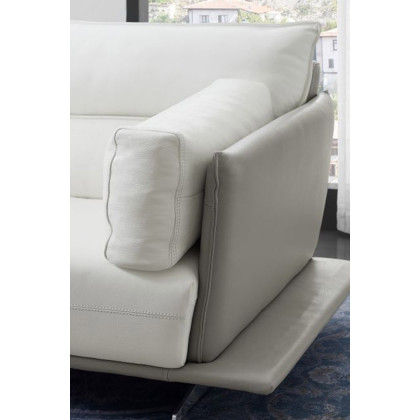 Creative Adeline Modern Left Facing Sectional - Snow White/Ligh Gray, Leather