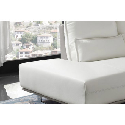 Creative Adeline Modern Left Facing Sectional - Snow White/Ligh Gray, Leather