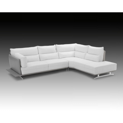 Creative Adeline Modern Right Facing Sectional - Snow White/Light Gray, Leather