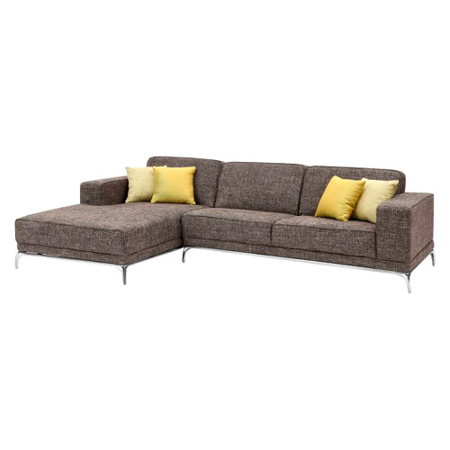 Creative Agata Left Facing Sectional Sofa - Brown/Chrome
