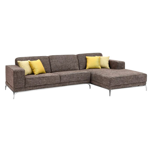 Creative Agata Right Facing Sectional Sofa - Brown/Chrome, Fabric