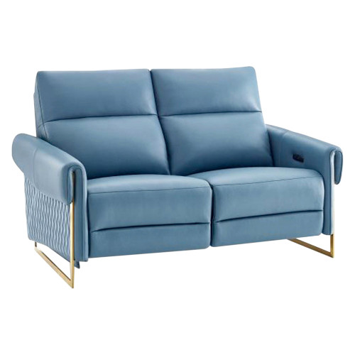 Creative Alice Loveseat with Two Recliners - Blue, Leather