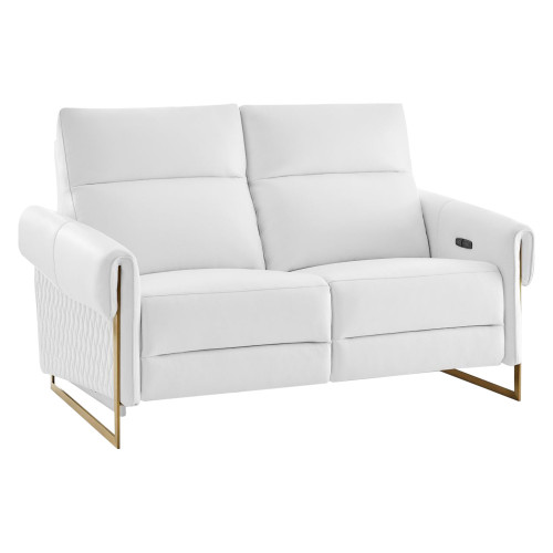 Creative Alice Loveseat with Two Recliners - White, Leather