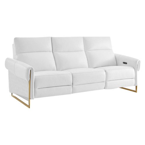 Creative Alice Sofa with Two Recliners - White, Leather