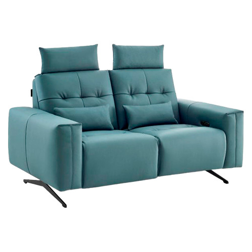 Creative Amalfi Loveseat with Two Recliners - Green, Leather